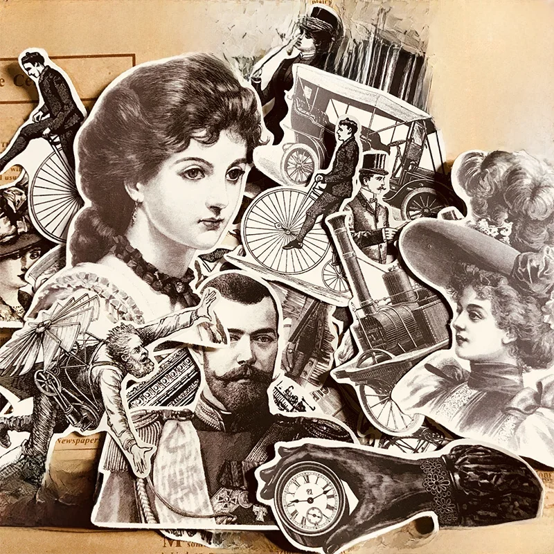 32 szt. Retro postać naklejki papierowe rękodzieło i naklejki do scrapbookingu książka dekoracyjna naklejka DIY artykuły papiernicze — zdjęcie 2