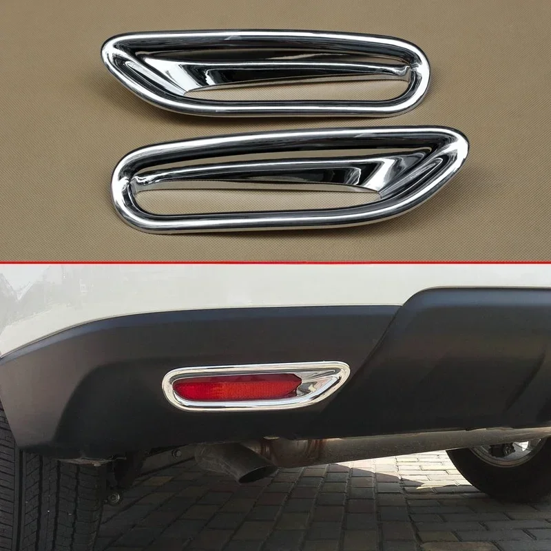 2Pcs Chrome Style Rear Bumper Reflector Fog Light Lamp Cover Trim Molding For 2014-2016 Nissan X-Trail T32 Rogue