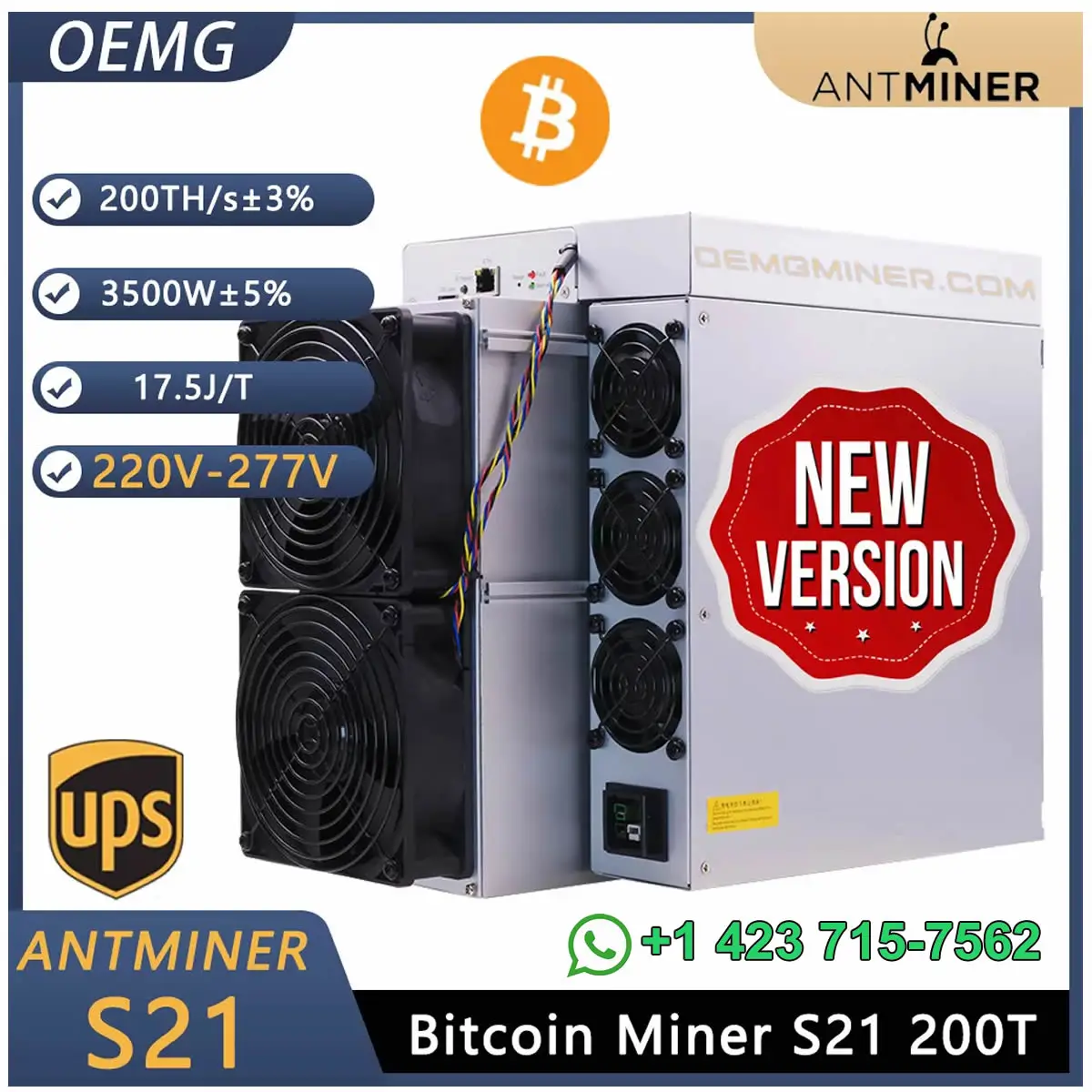 SM Bitmain Antminer S21 200T 3500W Bitcoin ASIC Майнер Распродажа Black Friday