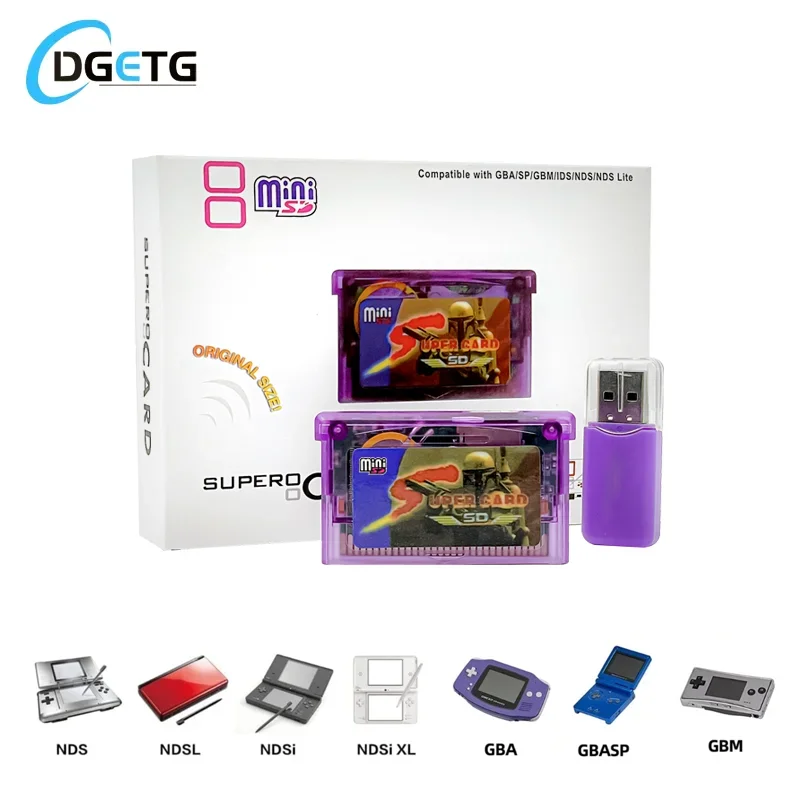 Supercard Card Mini SD Card Adapter For GameBoy Color ADVANCE GB GBA SP GBM IDS NDS NDSL GBA SP Burning Card Game Cartridge