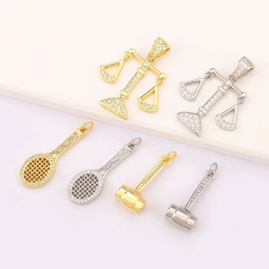 Luxury Balance Scale Charms Pendant Tennis Racket for Jewelry Making Handmade Necklace Diy Jewelry Findings Supplies for Women