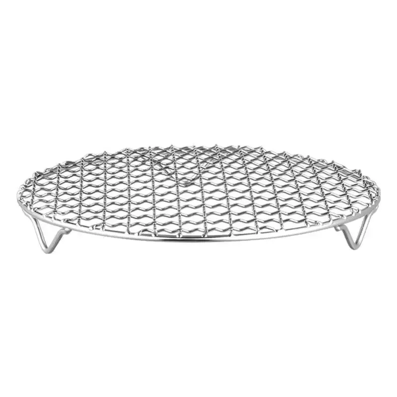Grille de gril portable en acier inoxydable, gril rond en métal, dessus de gril, cuisson au feu de camp en maille