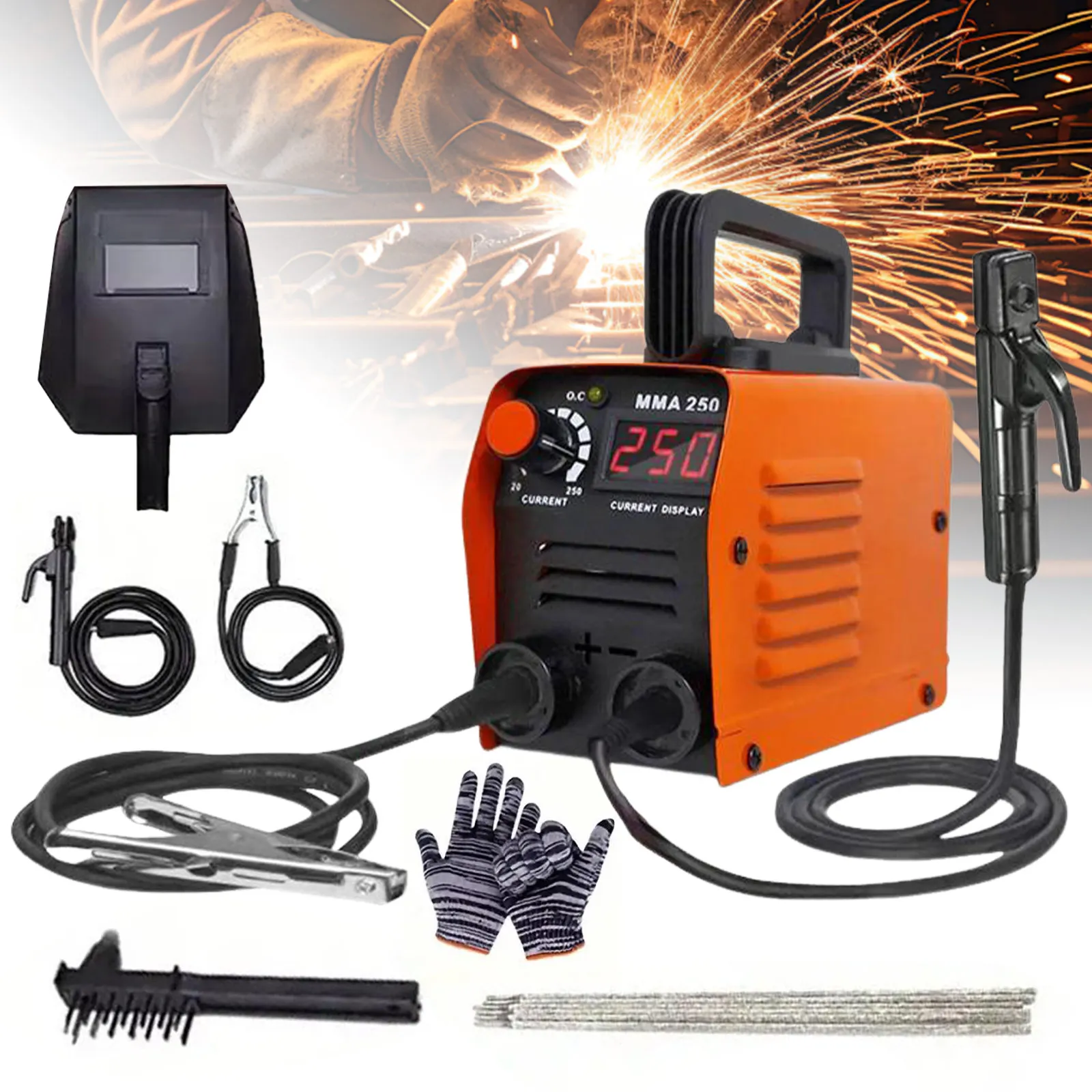 Mini soudeuse à arc portable ZX7-250 20-250A, machine à souder IGBT MMA ultra-légère de 1,5 kg pour bricolage domestique/réparation automobile/fabrication métallique