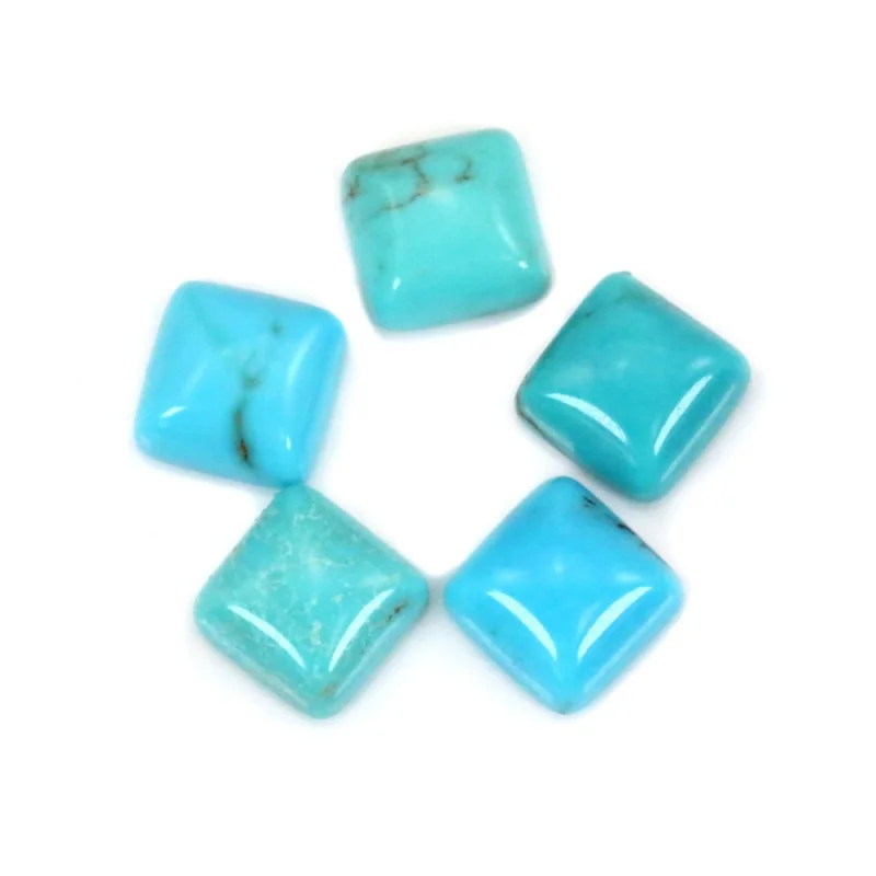 

5pcs Natural Stone Genuine Turquoise Cabochons Square Shape 8/10/16mm Jewelry Making Craft Findings For Earings Ring DIY Pendant