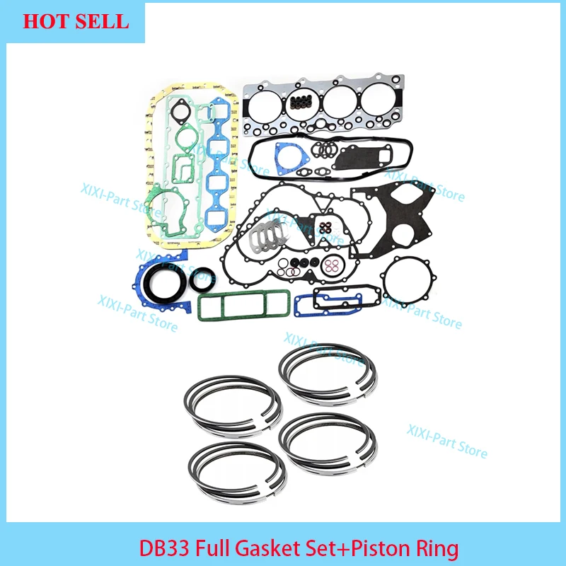 

DB33 Piston Ring 102*3+2.5+5 Full Gasket Kit Set For Doosan Engine Head Gasket Overhaul Rebuild Kit