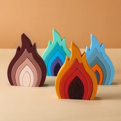 1Set Soft Building Blocks Silicone Stacking Blocks Baby Toy Round Shape Silicone Construction Toy Rubber Teethers Montessori Toy