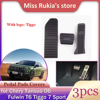 Car Gas Brake Rest Pedals for Chery Tansuo 06 Fulwin T6 Tiggo 7 Sport 2023~2025 Rubber Anti-slip Alloy Footrest Cover Accessorie