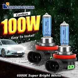 100W Halogen Headlight Bulbs 20000LM H1 H4 H7 H11 9005 HB3 9006 HB4 9012 HIR2 9145 Auto Halogen Lamps 6000K 12V Front Lights