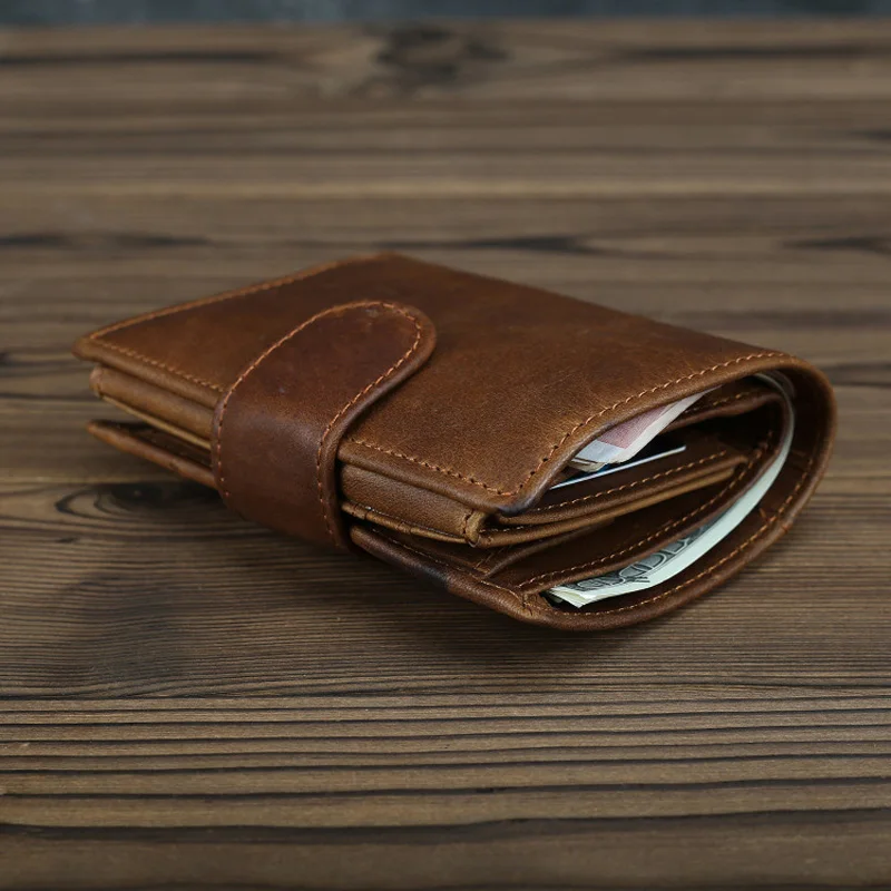 Men Genuine Leather Wallet Rfid Credit Card Coin Pocket Mini Money Bag Short Small Purse Minimalist Wallet for Male