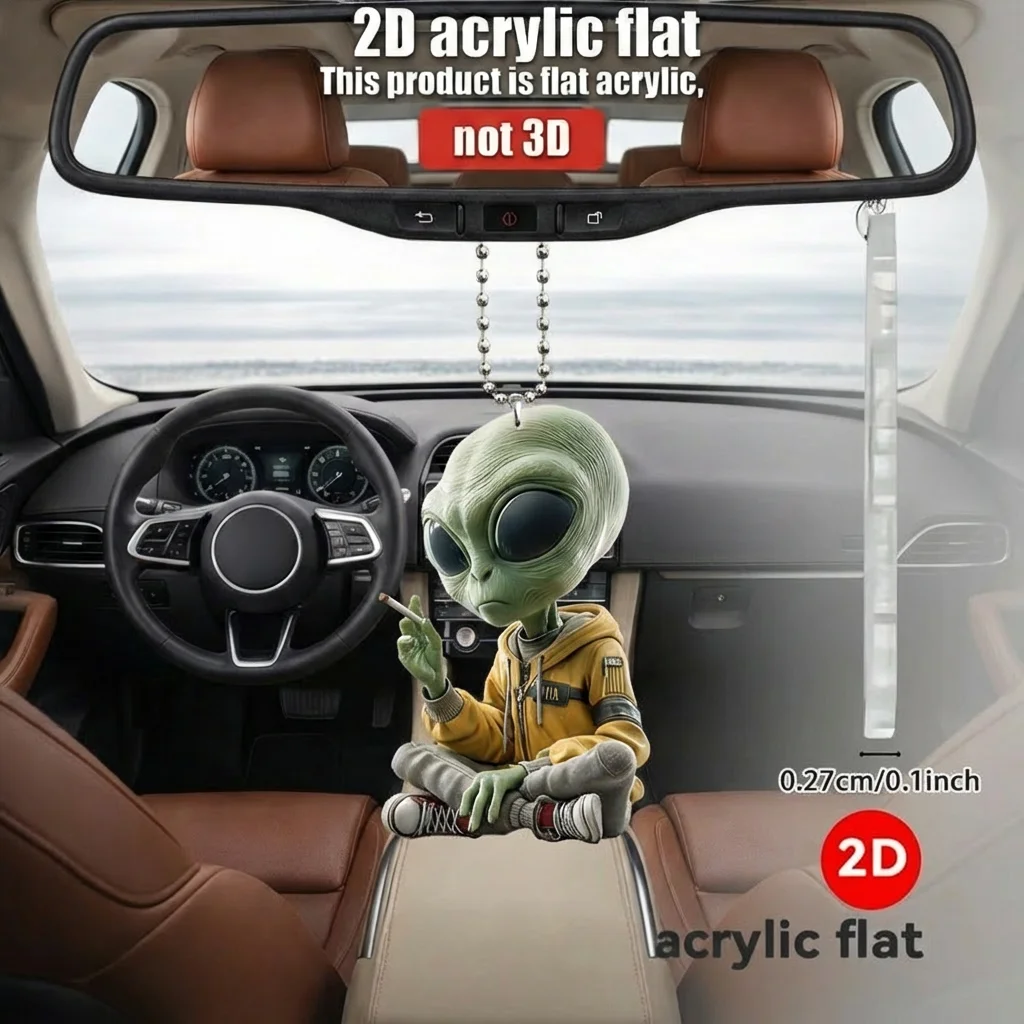 2D Melancholy Alien With Pendant Used for Car Hanging Decoration Fun Decoration Home Decoration Backpack Accessories keychains