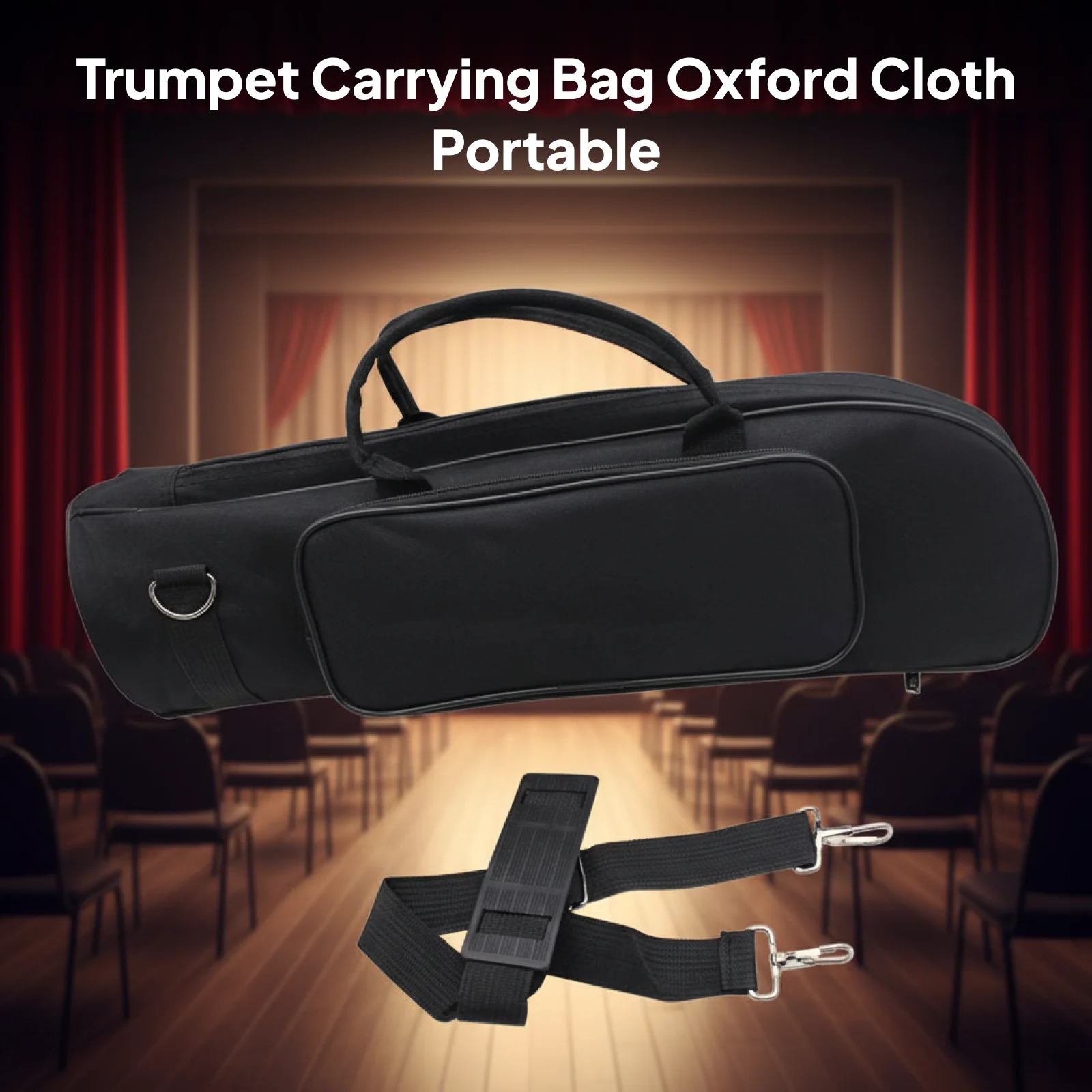 حقيبة بوق احترافية خفيفة الوزن ومبطنة مع مقصورات مخصصة سهلة الحمل وحماية كاملة للموسيقيين