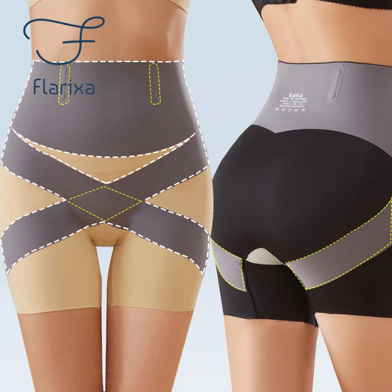 Flarixa Seamless High Waist Boxer For Women Belly Control Panties Hips Lift Body Shaper Tummy Slimming Underwear Safety Pants