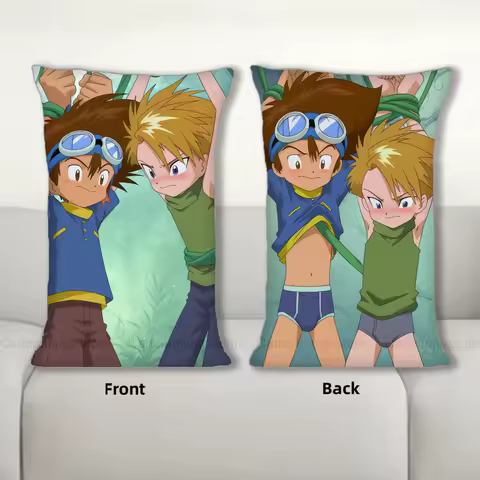 R18+ Dakimakura Anime Taichi &amp; Yamato Pillow Cover Sofa Cushion Double-side Print Throw Pillow Case 40X60cm