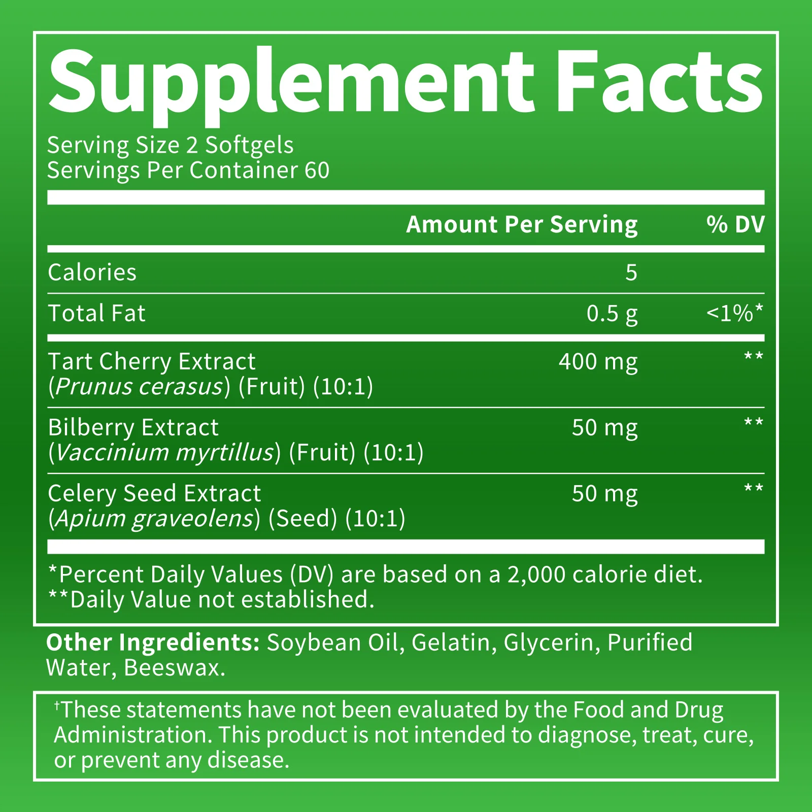 BEWORTHS 400mg Tart Cherry Extract Capsules with Celery Seed Joint ,Muscle& Sleep Health Support Uric Acid Cleanse Urinary Health Support