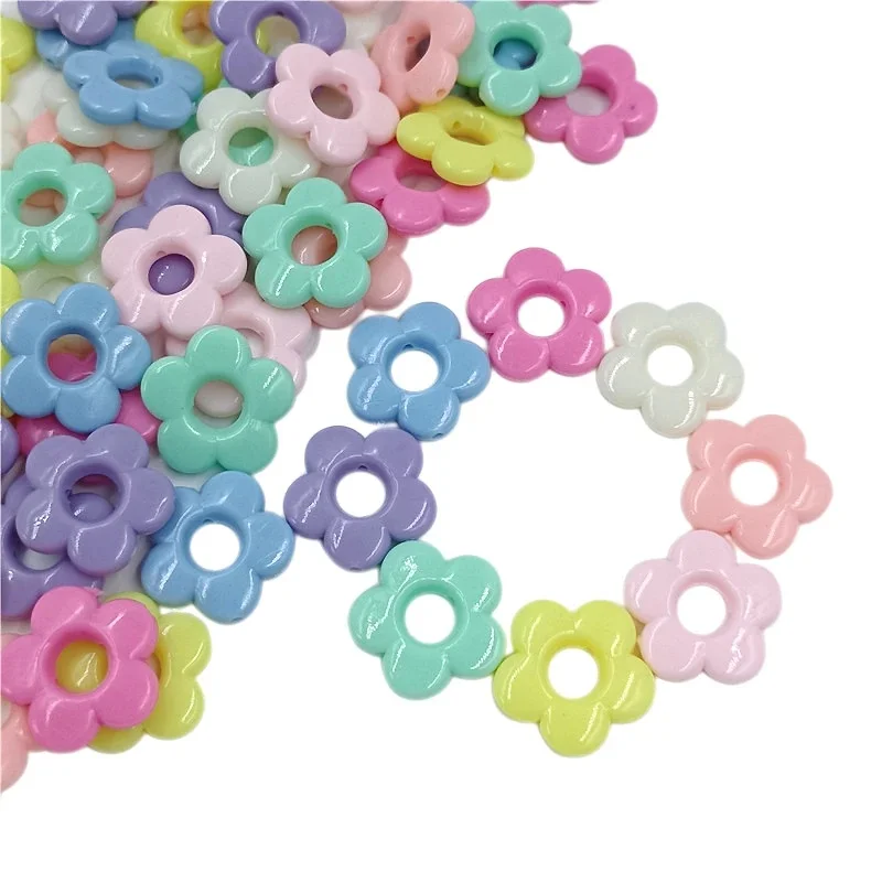 10 pièces/sac 19mm grande couleur crème acrylique perles de fleurs creuses pour bricolage boucles d'oreilles collier porte-clés fleur pendentif matériel fait à la main