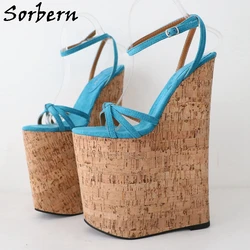 Sorbern 10 pollici Aqua sandalo donna cinghie nodo Loop cinturino alla caviglia zeppa Slingback piattaforma tacco alto donna scarpe Fetish estremo