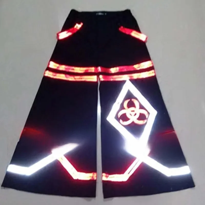 Nachtzicht Shuffle Street Ghost Step Dance-broek Bell-bottoms Lichtgevende broek Losse reflecterende broek Dansbroek 2025, NIEUW - afbeelding 2