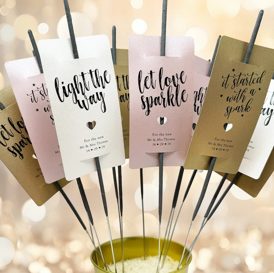 

50pcs Pearlescent card Personalised Sparkler wedding tags, Pearlescent Wedding Sparkler Tag, Large size wedding sparkler