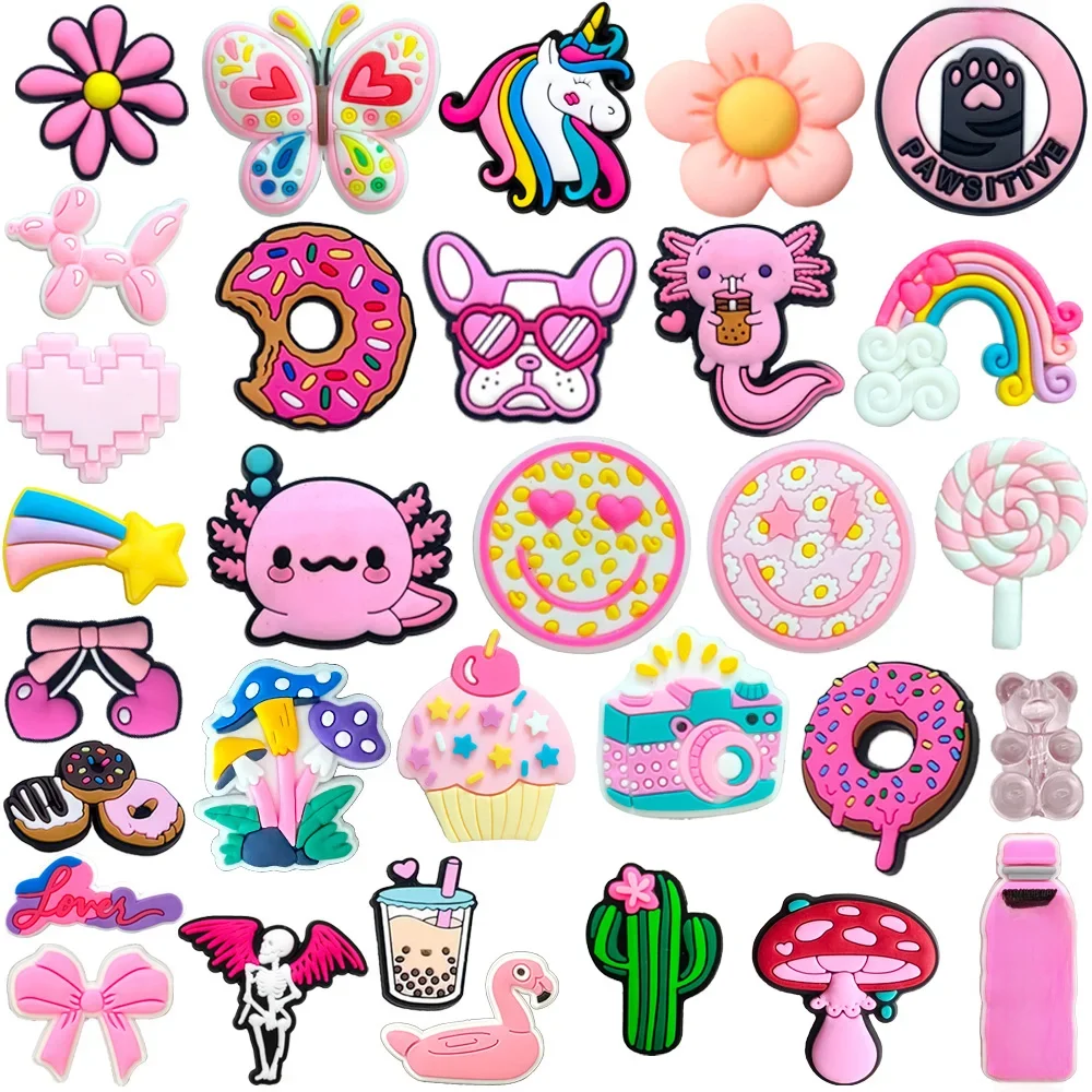 Breloques de chaussures roses, Collection Unique et mignonne, pour sabots, sandales, décoration, accessoires de chaussures, breloques pour cadeaux d'amis