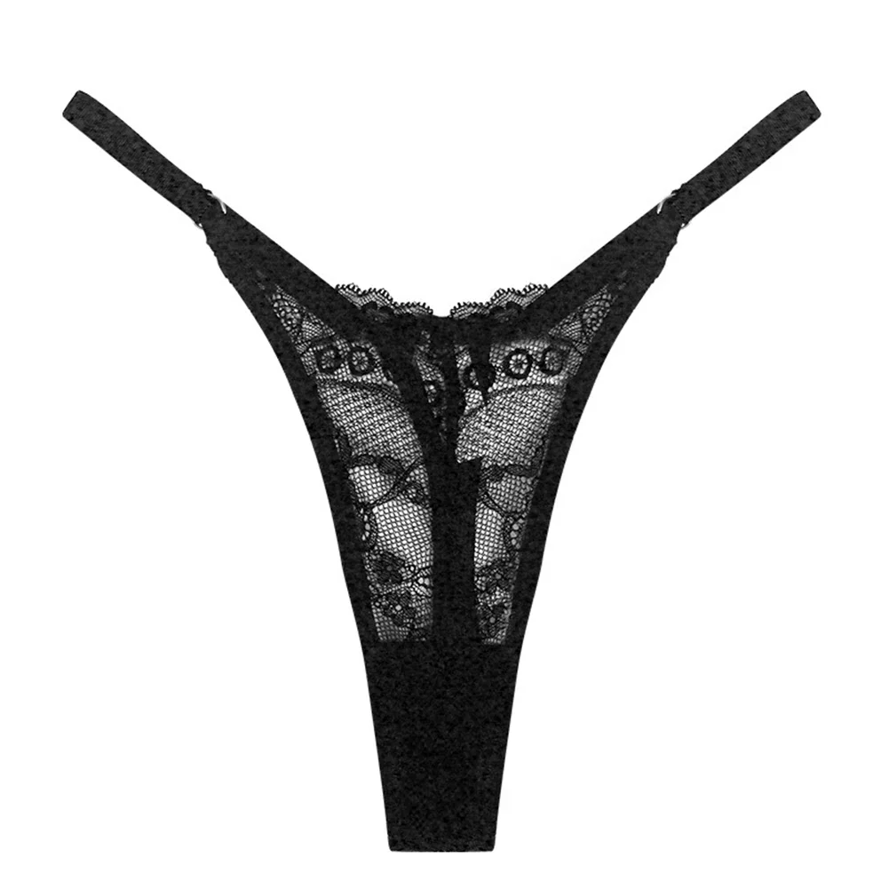 Frauen Höschen Dame Low Rise G String Tangas sehen durch Spitze Schlüpfer Unterwäsche schwarz weiß