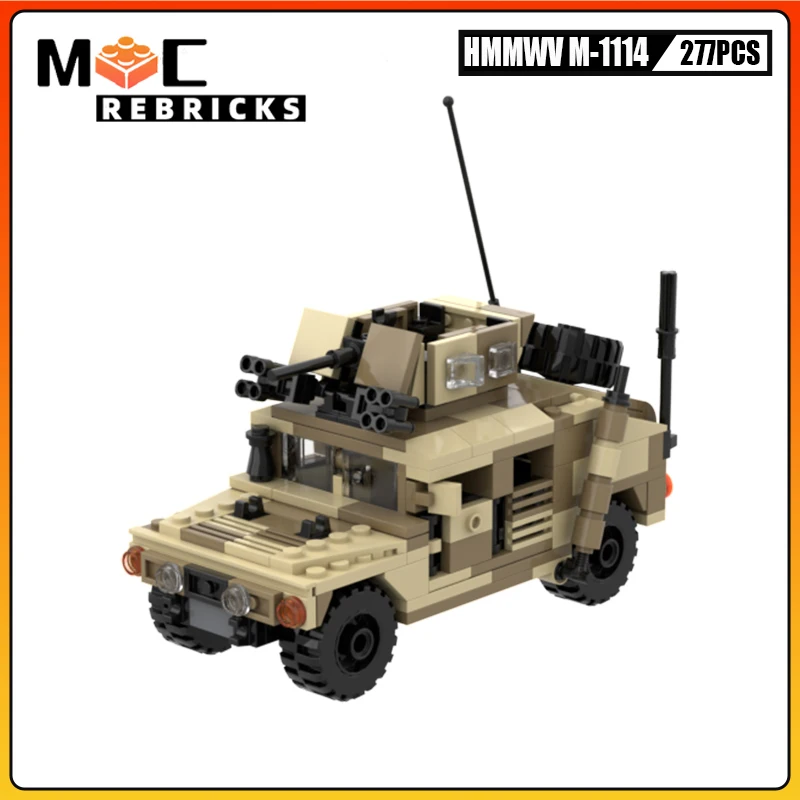 Modern Military US M1114 Hummer Armored Vehicle MOC Building Block Army Special forces Vehicle Model Bricks Toys for Children