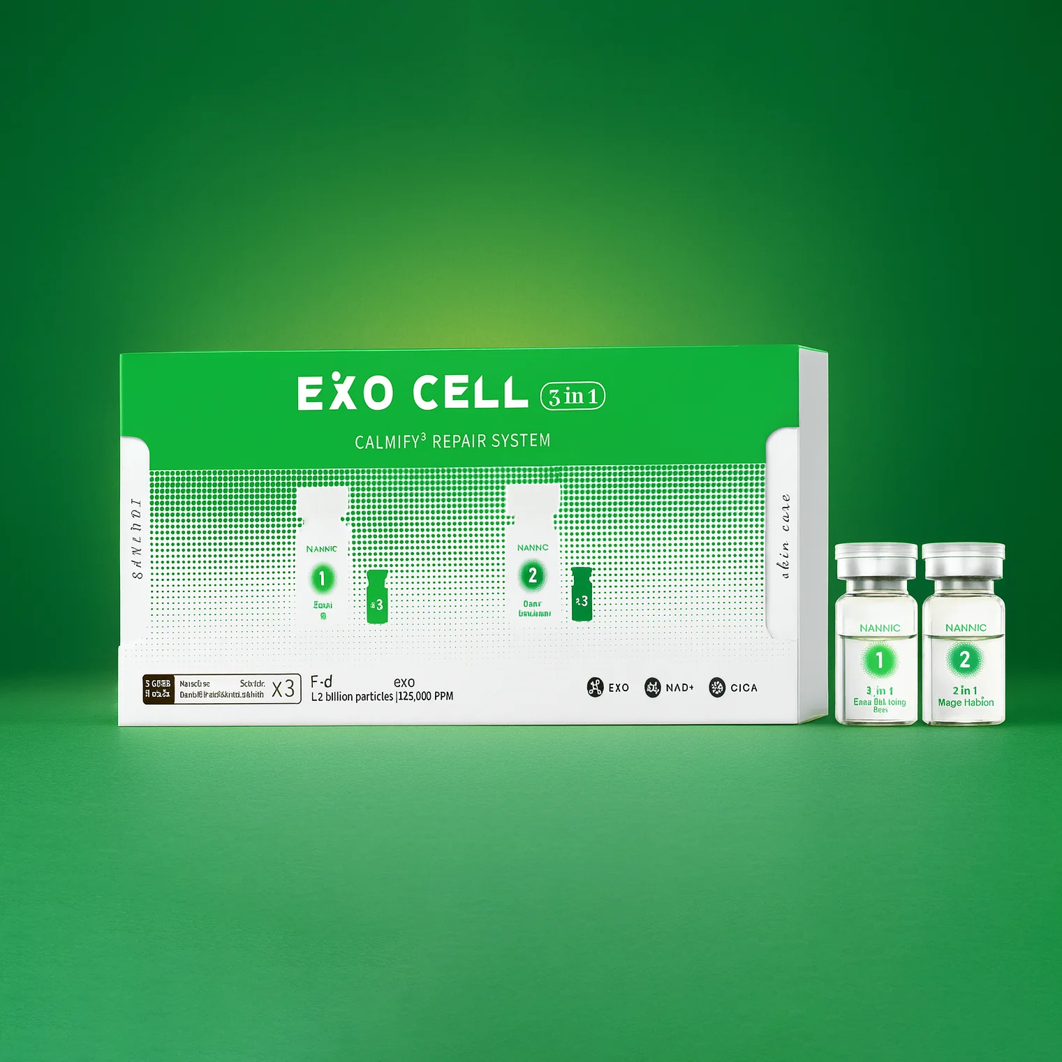 3 in 1 EXO Cell NAD+ HA Solution Sanendi Skin Care System with GHK-Cu for facial hydration and refined comforting skin touch