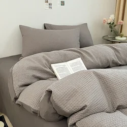 2024 new high-quality  cotton breathable skin-friendly solid color double-sided printed dyed bed sheets quilt covers 4pcs set
