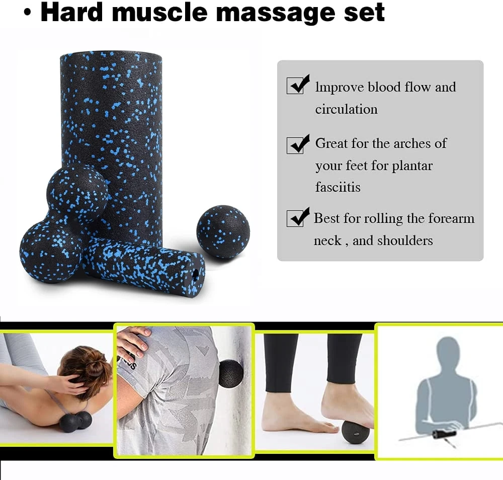 4 in 1 High Density Foam Roller Set Pilates Yoga Column Massage Fitness Balls for Leg Back Neck Pain and Muscle Exercise