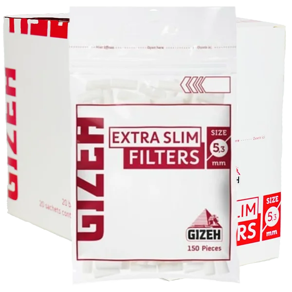 3000 Gizeh Extra Slim Filters Enwrapped-5.3x22mm (20 envelopes of 150 pieces)