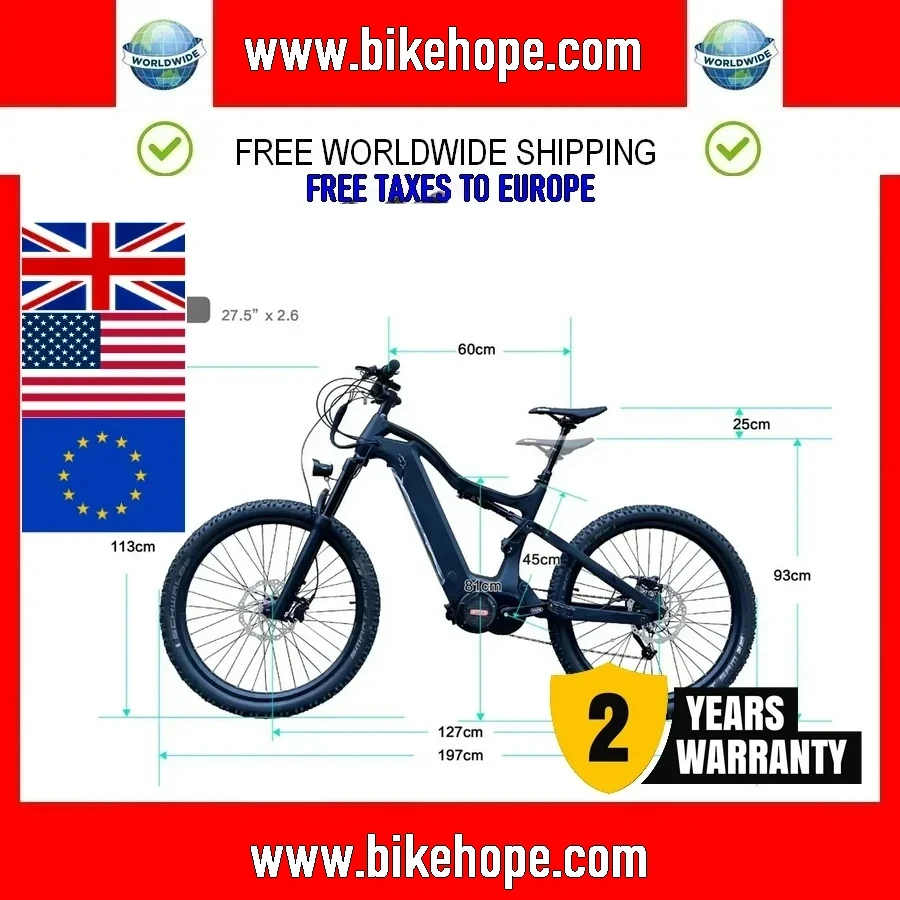 

NEW 2025 27.5" full suspension mtb ebike electric mountain bike frame 1000w bafang m620 mid motor carbon fiber frame