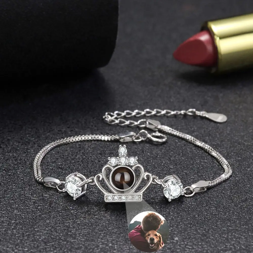 Projection Photo Bracelet Custom Photo Bracelets for Women Wristbands Eye Heart Crown Valentine's Day Gift Jewelry Accessories