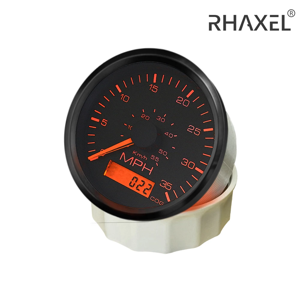 RHAXEL 85mm GPS Speedometer 0-35MPH 0-60MPH 0-80MPH with COG Compass Red Yellow Backlight GPS Antenna for Car Truck Motorcycle