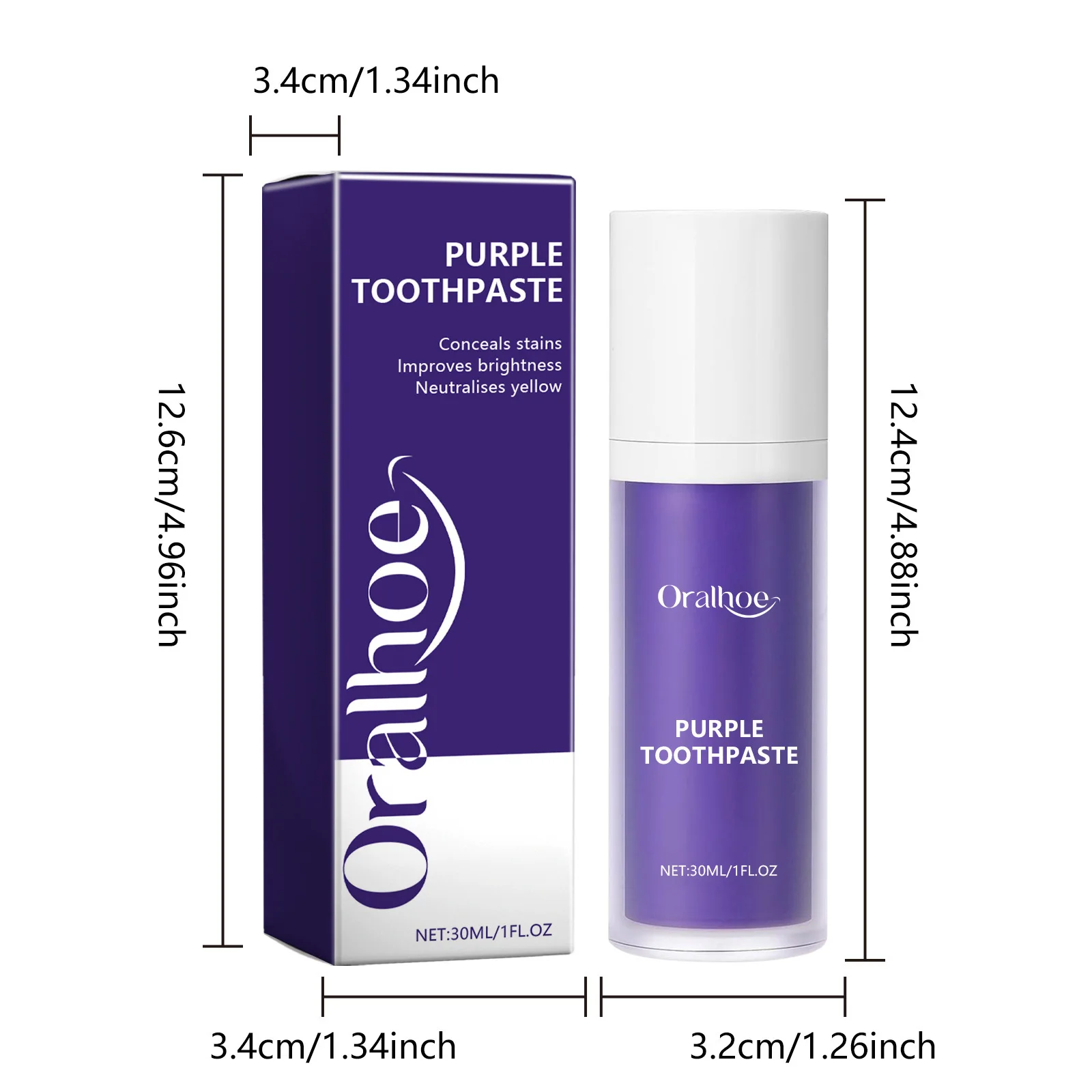 Oralhoe 30ml Whitening Tanden Paars Tandpasta Reinigen Vlek Frisse Adem Geur Tanden Tandsteen Mondhygiëne Schone Tandpasta