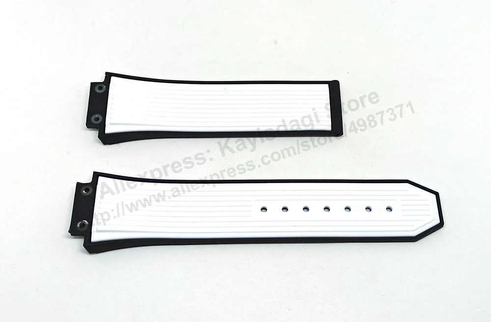 17mm White on Black Replacement Watch Band Strap  Compatible with Hublot Bigbang 42mm