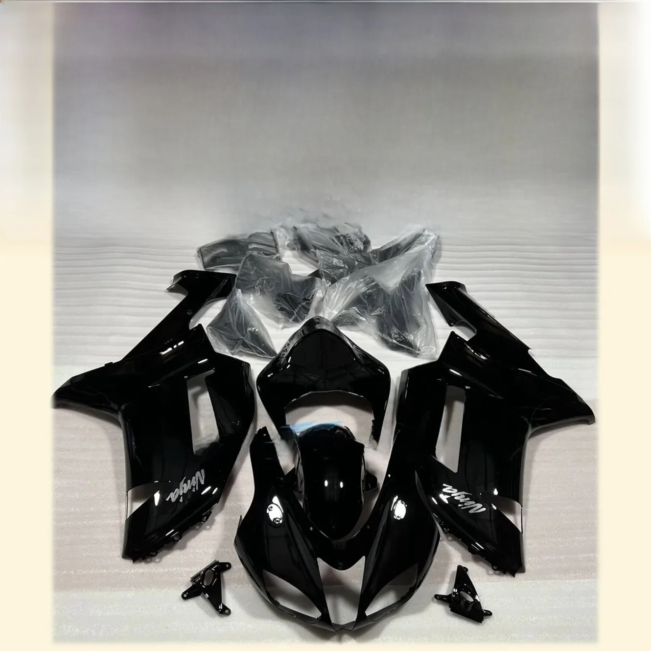 Nieuwe Abs Voor Ninja Zx6r 600 2007 2008 Zx-6r Zx 6r 636 07 08 Kuip Kit Carrosserie Cowl Helder Zwart - afbeelding 2