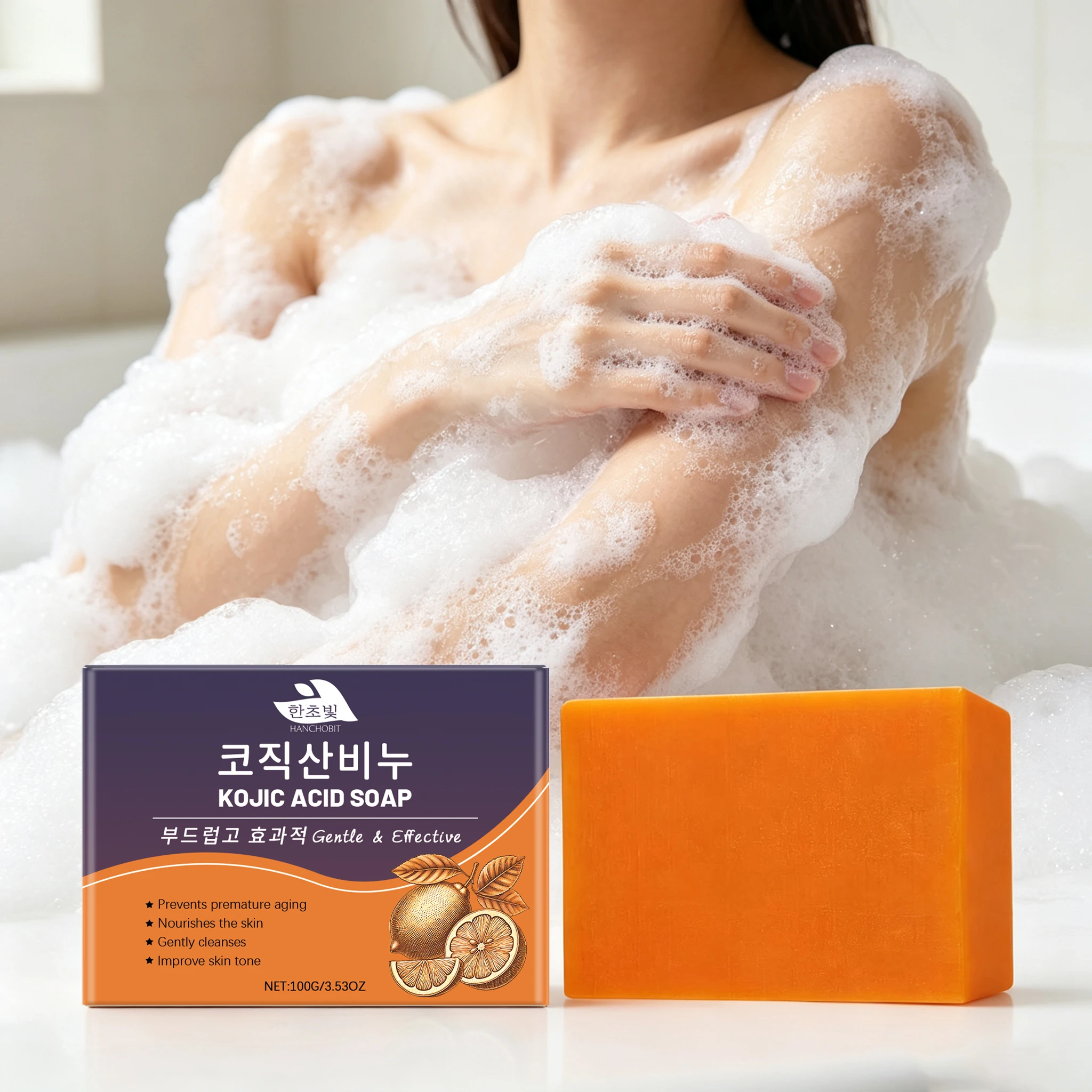 100G Kojic Acid Face Cleaning Soap Gentle Cleaning Pores Moisturizing Improve Skin Texture Remove Dead Skin Enhance Smoothness Skin Bathing Soap