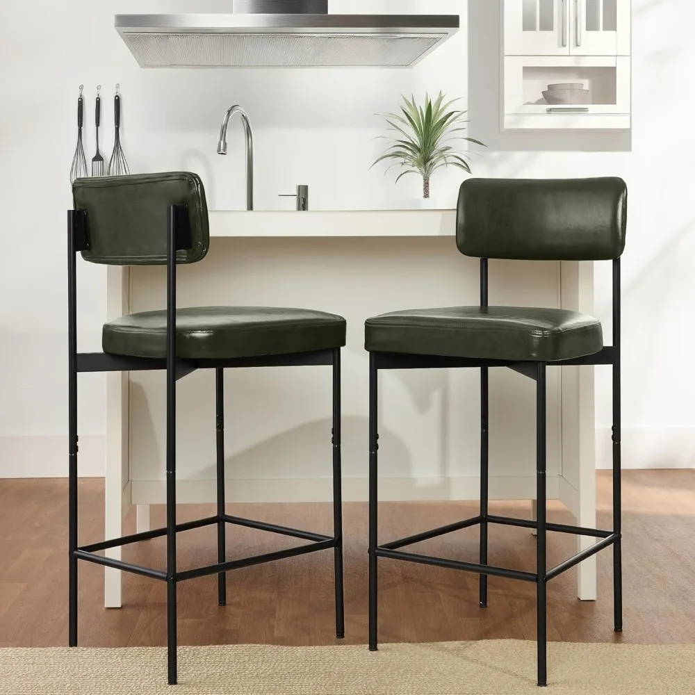 Armless Counter Height Bar Stools, Modern PU Faux Leather St