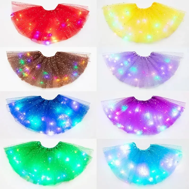 LED Leuchtendes Licht Frauen Tüll Stern Rock Kurzen Tutu Mini Rock Erwachsene Phantasie Ballett Dancewear Party Kostüm Ballkleid Mini Rock