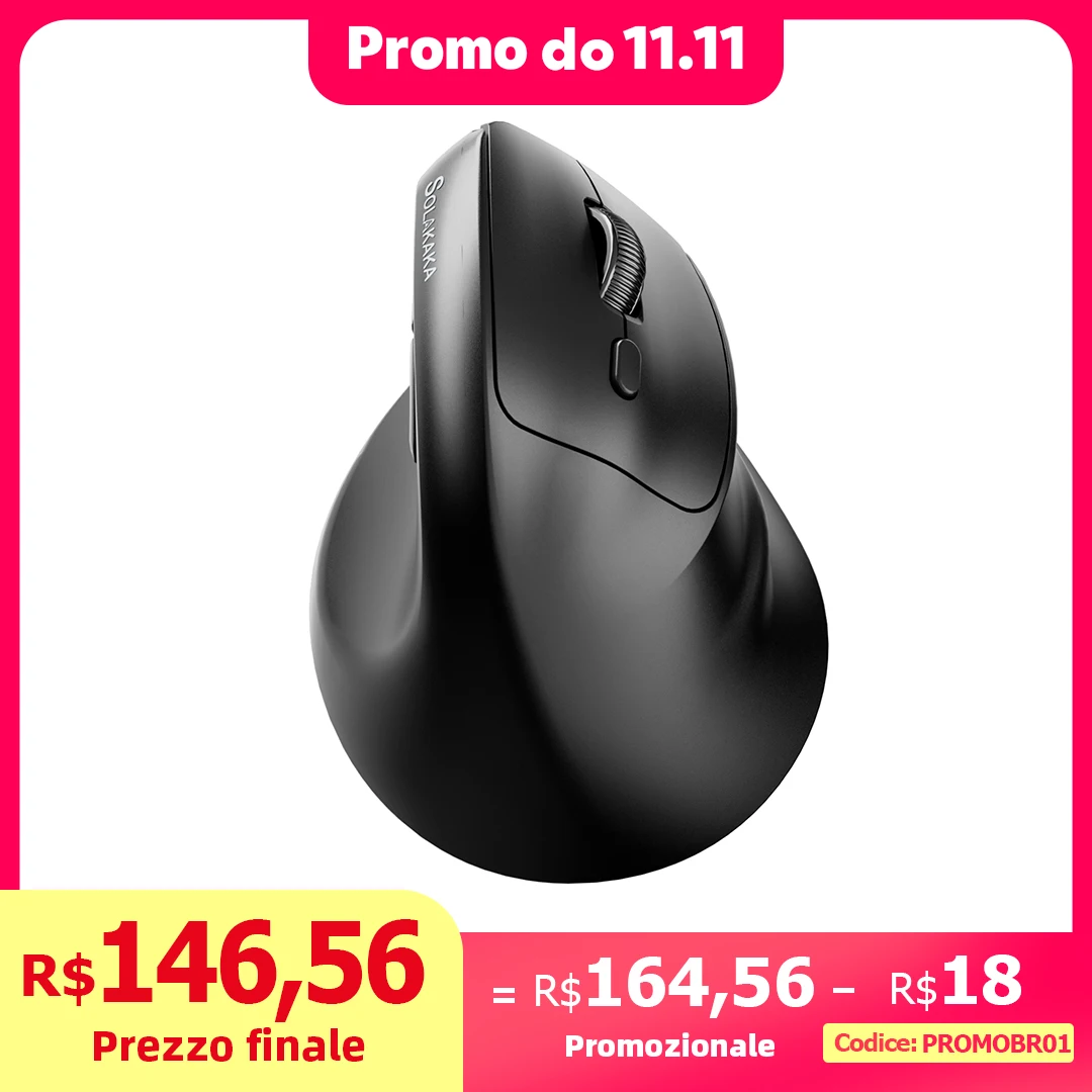 

SM520 Vertical Mouse Wireless Bluetooth 5.0 2.4G Ergonomic 12800 DPI 6 Buttons for Mac Tablet Laptops Computer PC Mice