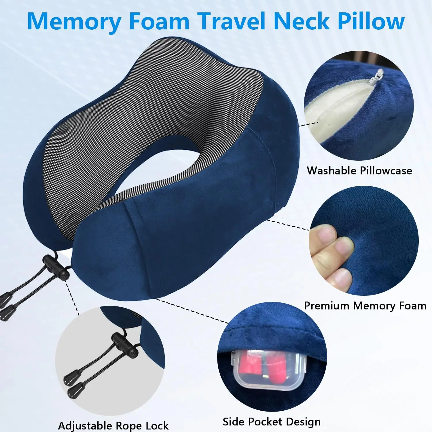 Oreiller cervical de voyage sans abaissement de la tête, oreiller cervical ergonomique en mousse à mémoire de forme en …