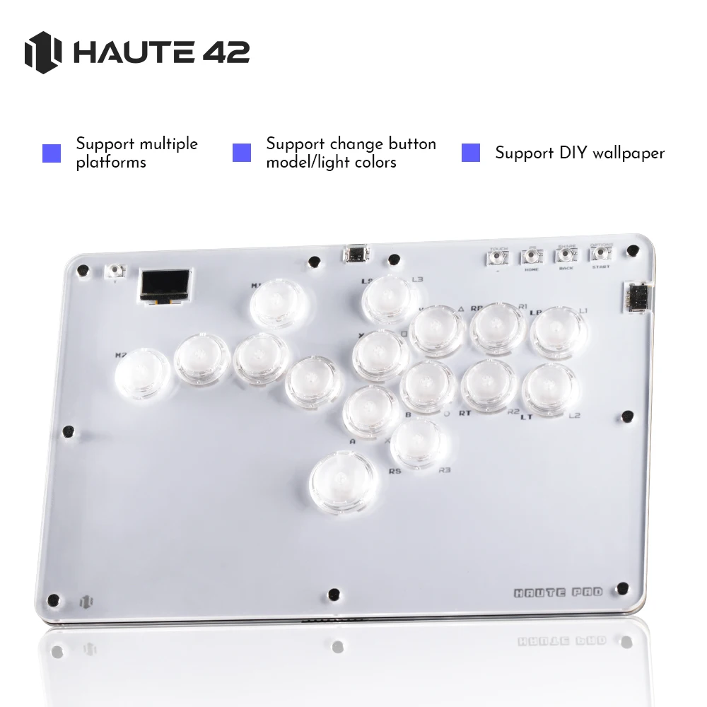 

Haute42- COSMOX: Беспроводной контроллер для аркадных файтингов (PC/PS3/PS4/PS5/XBOX/Switch/Steam) – Стик, клавиатура, кнопки, кольца для кнопок