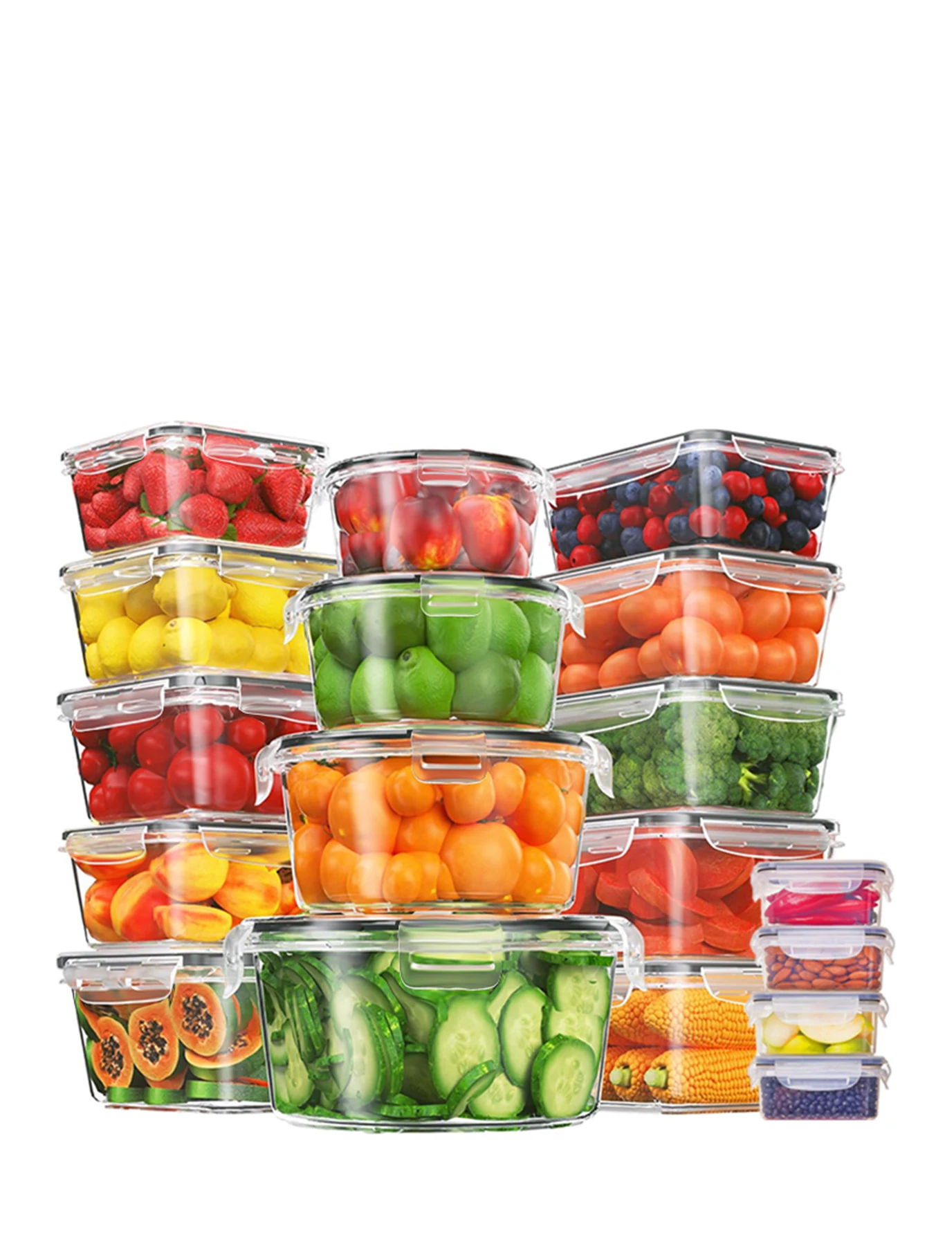 

12/24pcs/sealed food storage container with buckle lid is suitable for kitchen organizing fruits vegetables with labels pens