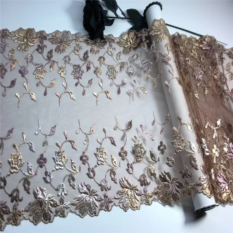 7 metri di tulle increspato ricamo pizzo trim tessuti di pizzo ricamati metallici abito fai da te artigianato per cucire lingerie lavoro ad ago