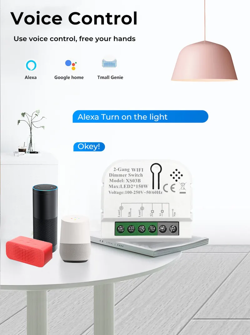 Wifi Smart Light Switch Diy Breaker Dimmer Module Smart Life/Tuya APP Remote Control,Working with Alexa Echo Google Home