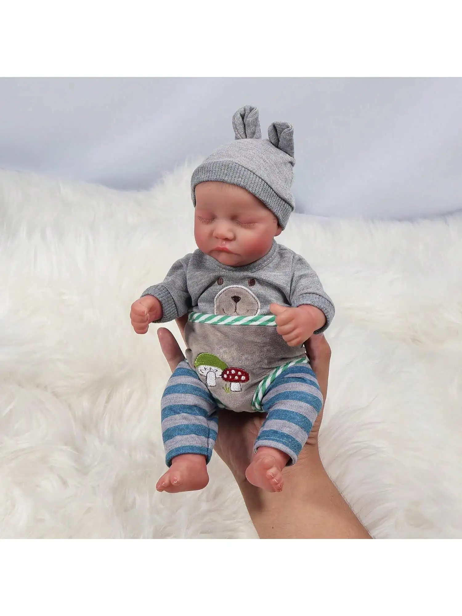 Bonecas reborn realistas-boneca realista de vinil macio fofo de 12 polegadas, bonecas flexíveis da vida real (boneca apenas/sem acessórios)