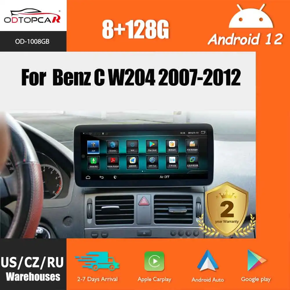 ODTOPCAR For Mercedes Benz C W204 Android Radio Auto Carplay Upgrade GPS navigation Touch screen 4G WIFI Bluetooth Google