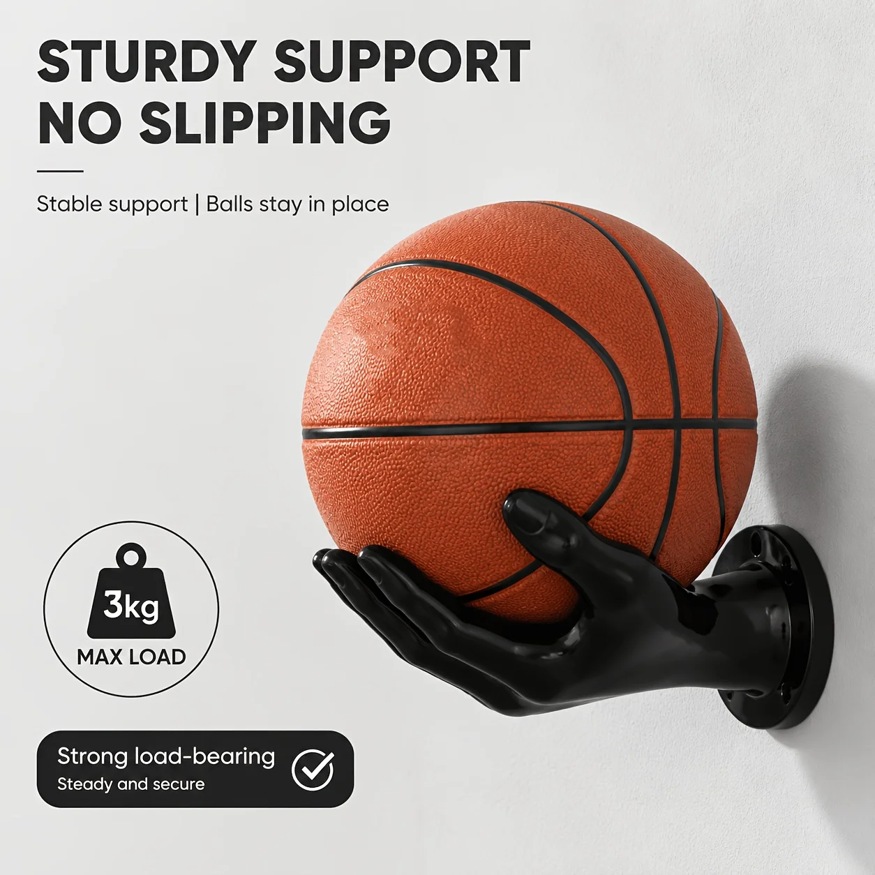 1pcs creative palm shaped storage rack, designed specifically for storing balls; Fixed to the wall or door panel with screws