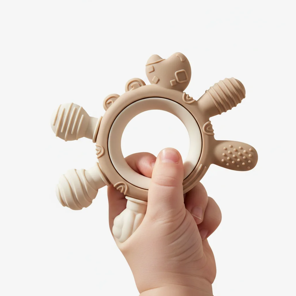 Montessori Teething Toy Food Grade Nano Silicone Wearable Crab Shape Anti-Drop Wristband BPA Free Safe Chew for Infant Toddler 0