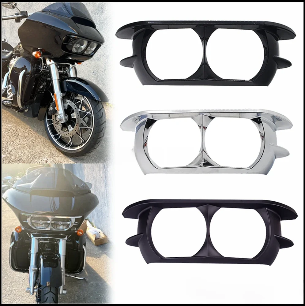 Motocyklowa osłona podwójnego reflektora do Harley Road Glide FLTRX FLTRU FLTRXS FLTRXSE Pierścień reflektora 15-20 — zdjęcie 2