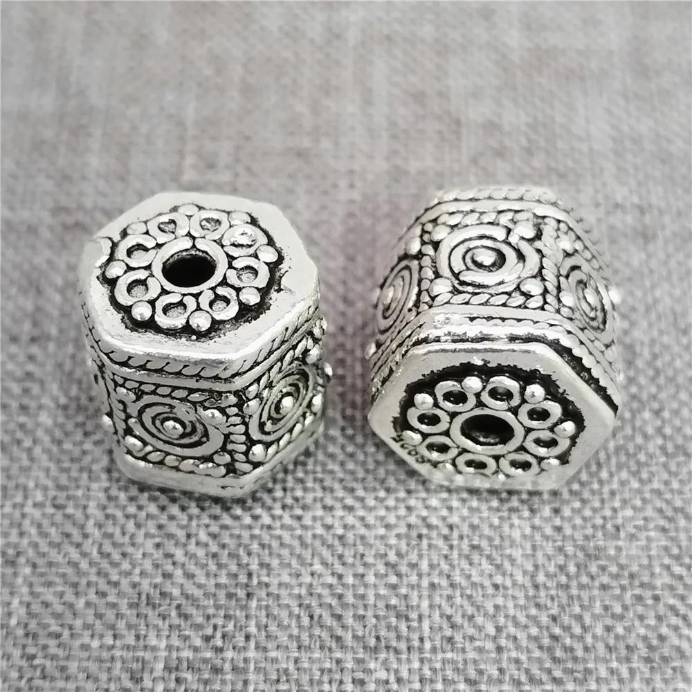 925 Sterling Silver Faceted Bead Spiral Tribal Polygon Spacer for Bracelet Necklace